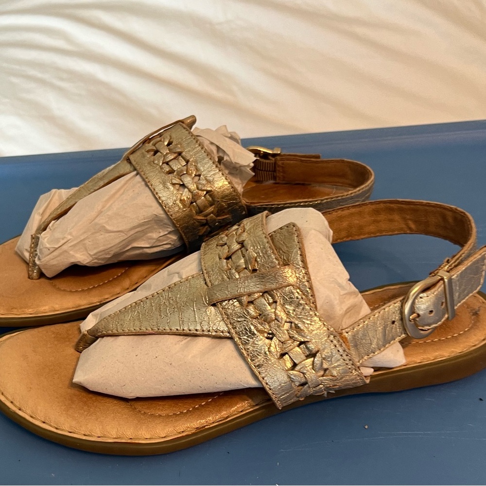 Born leather metallic sandal flats